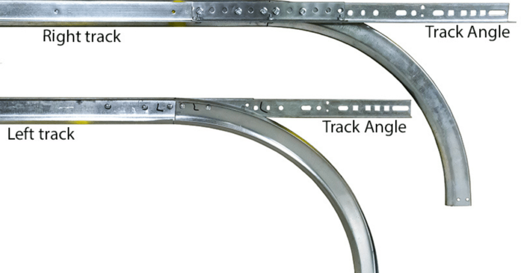 Garage door right and left track angles shown.